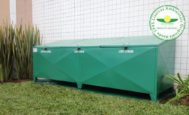 Lixeira aço condomínio calçada