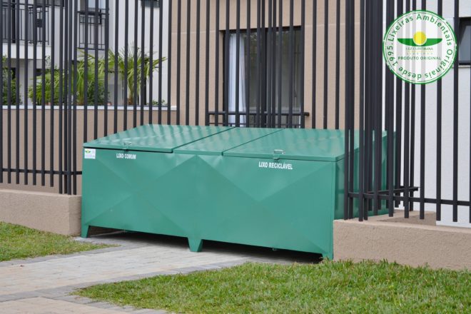 Lixeira aço condomínio calçada