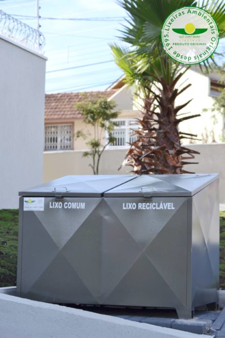 Lixeira aço condomínio calçada