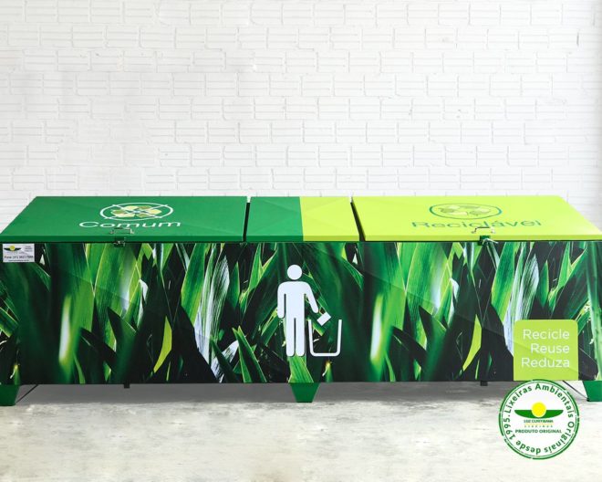 Lixeira aço condomínio calçada
