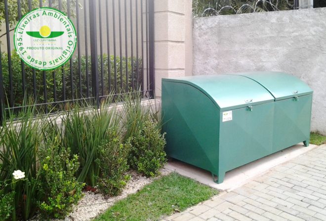 Lixeira aço condomínio calçada