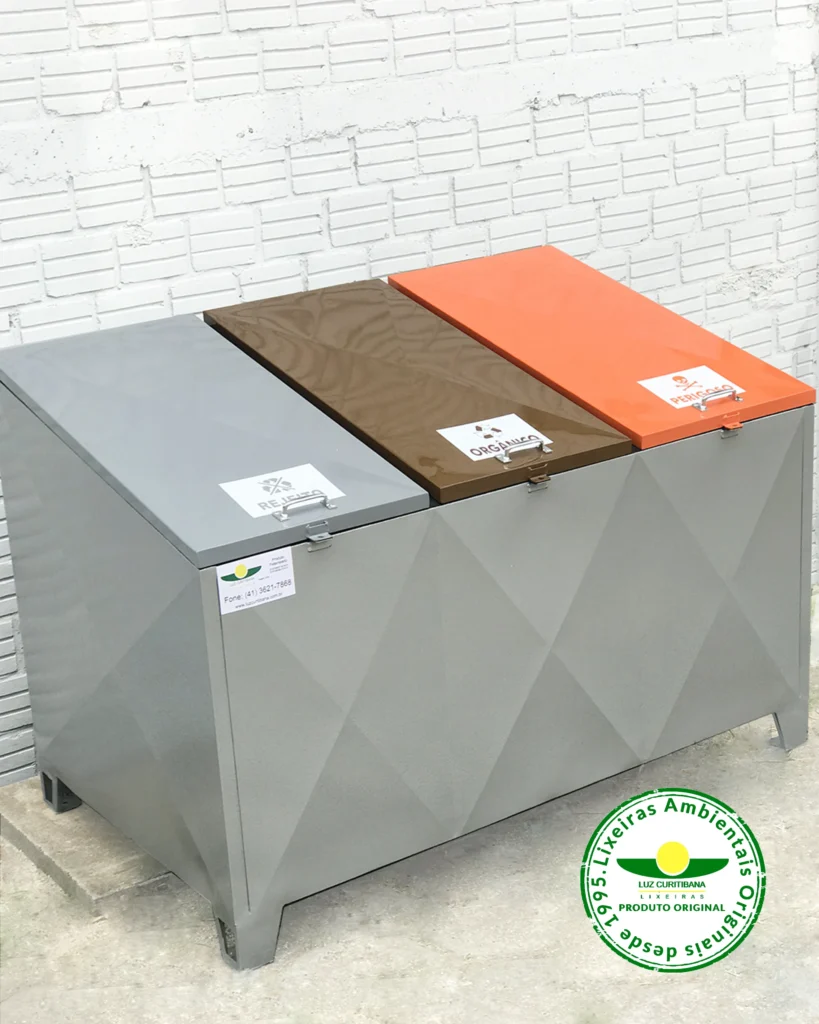 Coleta seletiva 1,50mx0,90cmx0,90cm com 03 tampas