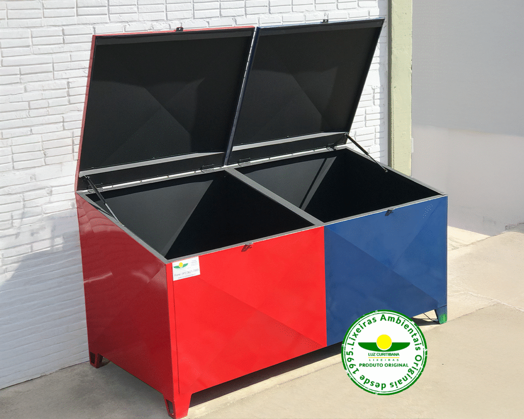 Coleta seletiva 2,00mx0,90cmx0,90cm com duas tampas